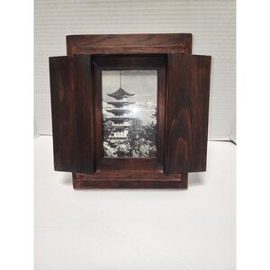 Beautiful wood photo frame‎ with closing doors shutters